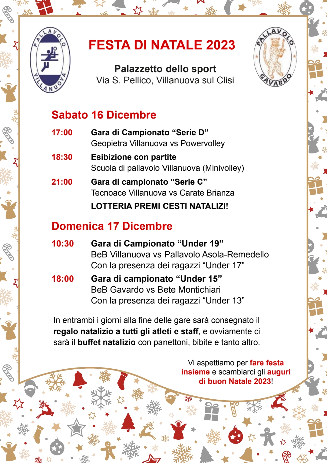 Locandina Festa di Natale 2023 PALLAVOLO VILLANUOVA